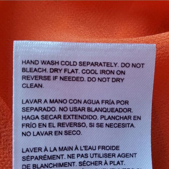 💚Bebe Orange Sheer Zippered Batwing Blouse Small - Picture 7 of 10